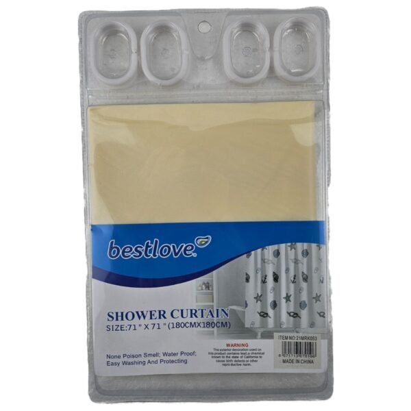 SHOWER CURTAIN WITH HOOK 180X180CM