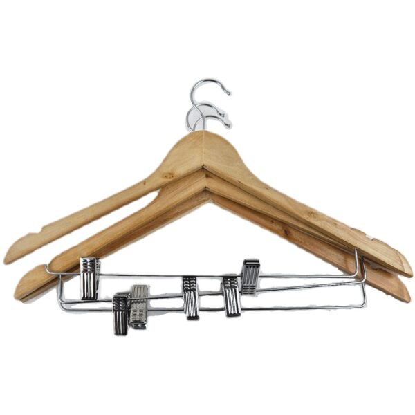 WOODEN HANGER WITH CLIPS